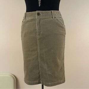 Corduroy Midi Olive Green Women's Skirt